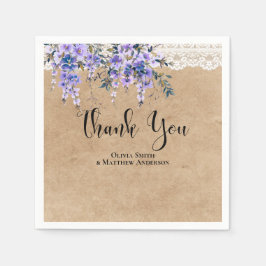 Rustic Wisteria Floral Lace Wedding Vielen Dank Serviette