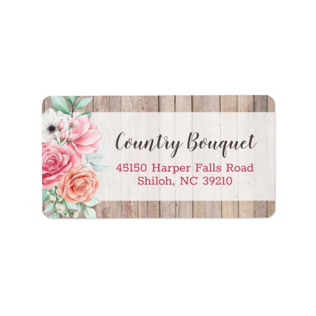 Rustic Wohn-Bauernhof Rose Anschrift Adressaufkleber (Vorne)