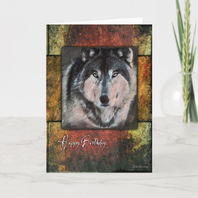 Rustic Wolf Birthday Card Karte (Vorderseite)
