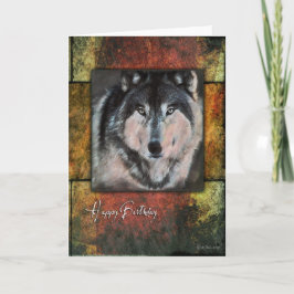 Rustic Wolf Birthday Card Karte