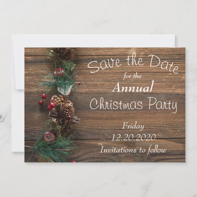 Rustic Woliday Party Card Save The Date (Vorderseite)