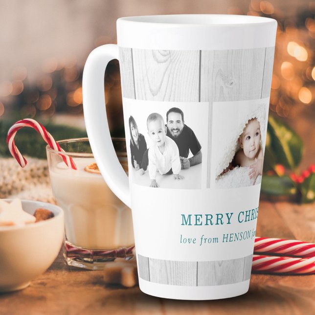 Rustic Wood 3 Family Foto Collage Weihnachten Milchtasse (Von Creator hochgeladen)