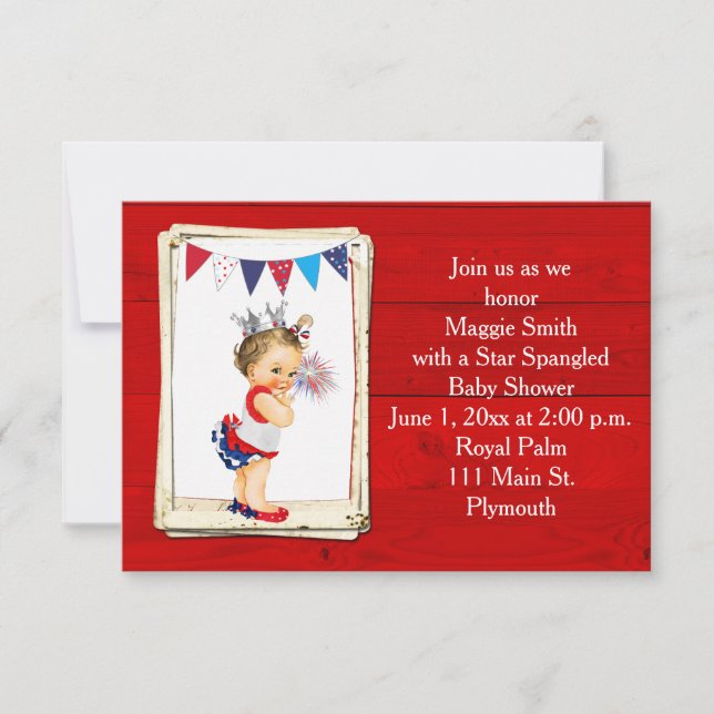Rustic Wood 4 juillet Baby shower Invitation (Devant)