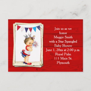 Rustic Wood 4 juillet Baby shower Invitation