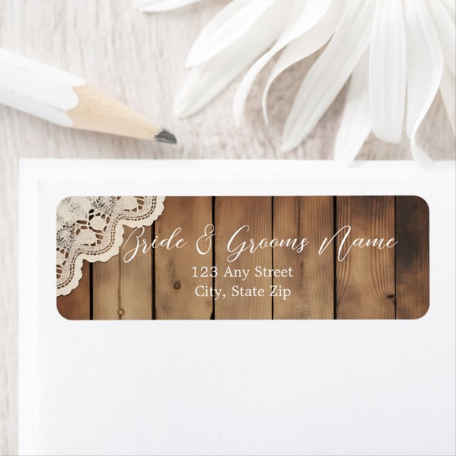 Rustic Wood and Lace Return Address Labels (Insitu)