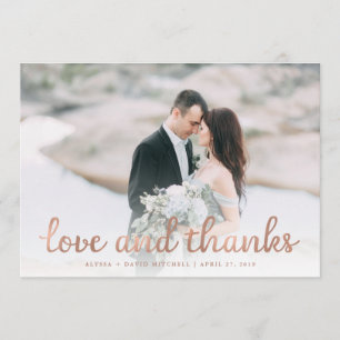 Rustic Wood and Rose Gold Wedding Foto Vielen Dank Dankeskarte