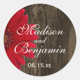 Rustic Wood Aquamarin Daisy Gastgeschenk Hochzeit  Runder Aufkleber