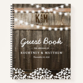 Rustic Wood Babys Breath Wedding Gästebuch Notizbuch