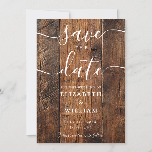 Rustic Wood Barn Boho Chic Wedding Save The Date (Vorderseite)