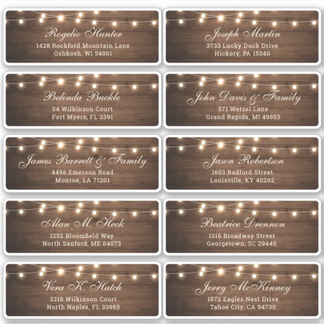 Rustic Wood Barn Wedding Guest Name Label (Vorderseite)