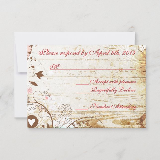 Rustic Wood Birdcage Wedding RSCP Empfang Card RSVP Karte (Vorderseite)