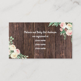 Rustic Wood Blush Floral Baby Dusche Registrierung Begleitkarte