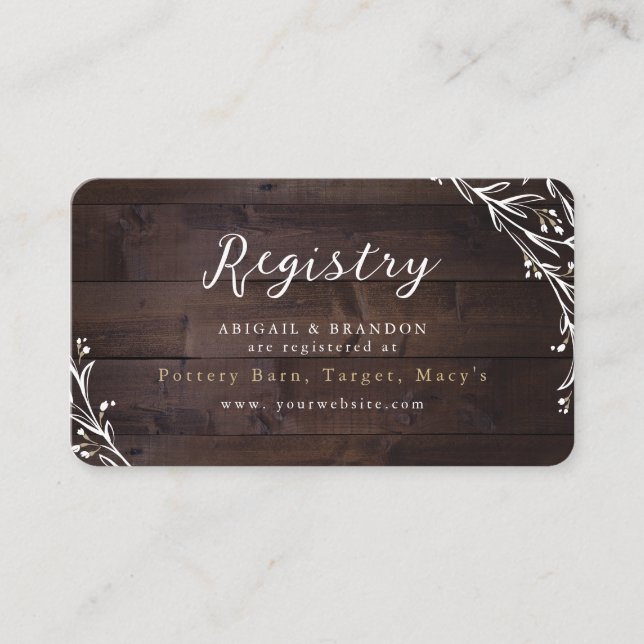 Rustic Wood Boho Floral Country Brigade Registry Begleitkarte (Vorderseite)
