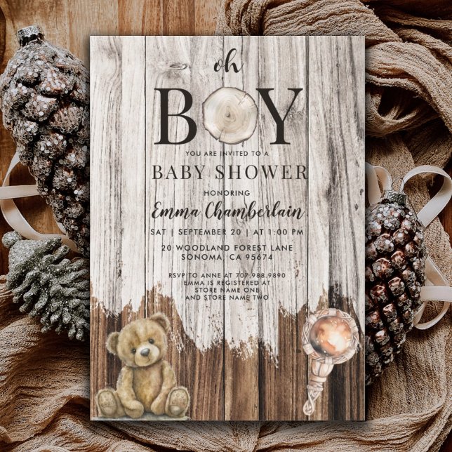 Rustic Wood Boy Kinderdusche Einladung (Von Creator hochgeladen)