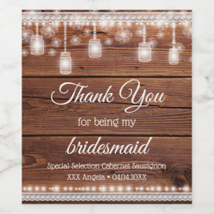 Rustic Wood Bridal Vielen Dank für Ihr Spitzenwein Weinetikett