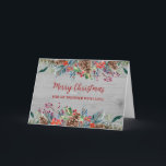 Rustic Wood Brother Frohe Weihnachten Karte<br><div class="desc">Frohe Weihnachten für Bruderkarte mit rustikalem Holzmuster und Aquarellwald.</div>