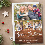 Rustic Wood Brush Script 4 Foto Weihnachten<br><div class="desc">Rustic Wood Brush Script 4 Foto Frohe Weihnachtsfamilienkarte</div>