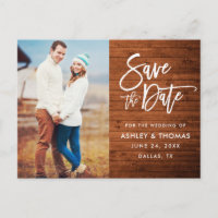 Rustic Wood Brush Script-Foto Save the Date