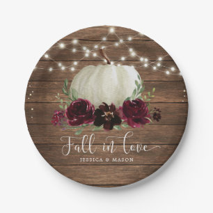 Rustic Wood Burgundy Blume Pumpkin Teller