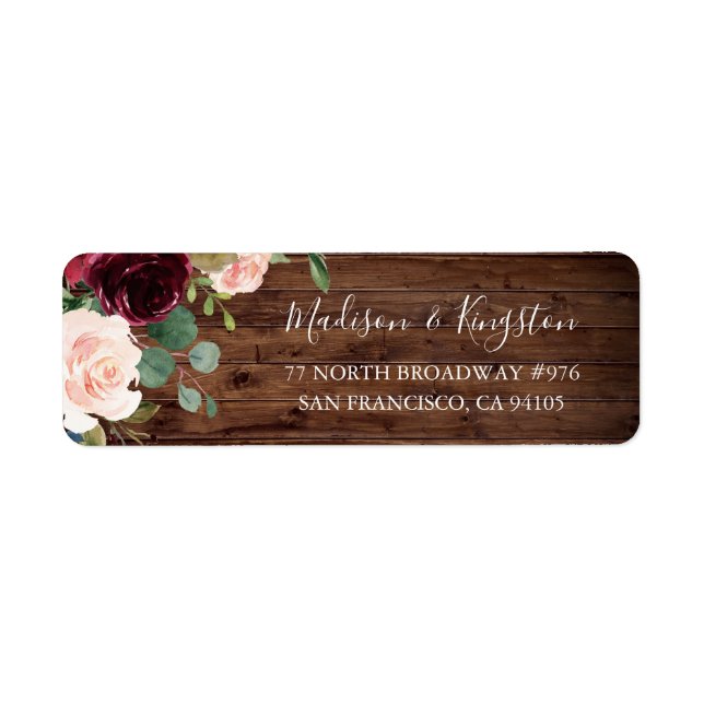 Rustic Wood Burgundy Red Wine Wedding (Vorne)