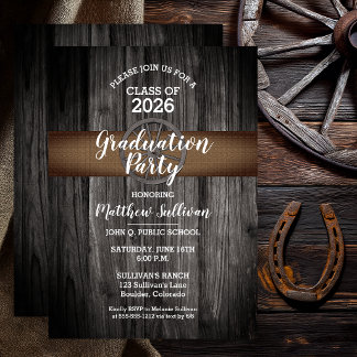 Rustic Wood Burlap No Photo Graduation Party Einladung