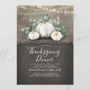 Rustic Wood Burlap Pumpkin Erntedank Dinner Einladung