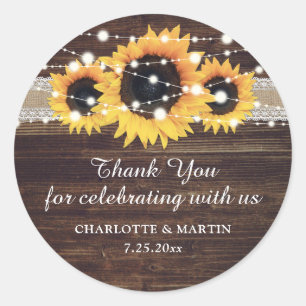 Rustic Wood Burlap Sonnenblume Danke Stickers