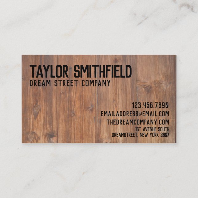 Rustic Wood Business Card Visitenkarte (Vorderseite)