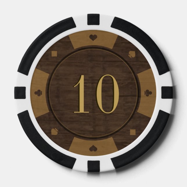 Rustic Wood Casino Style Poker Chips (Vorderseite)