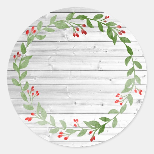 Rustic Wood Christmas Canning | Marmelade und Jell Runder Aufkleber (Vorderseite)