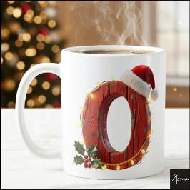 Rustic Wood Christmas Letter O String Lights Kaffeetasse