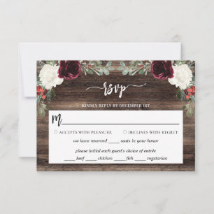 Rustic Wood Christmas RSVP Karte