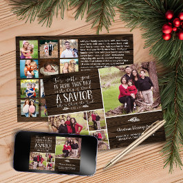 Rustic Wood Christmas Verse Holiday Foto Collage Feiertagskarte