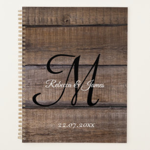 Rustic Wood Country Monogramme Mariage de script