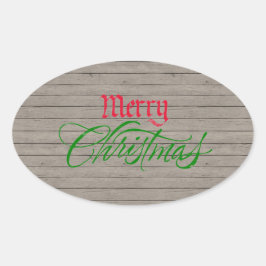 Rustic Wood Country Weihnachtsaufkleber Ovaler Aufkleber