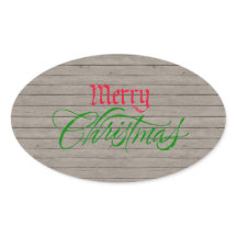 Rustic Wood Country Weihnachtsaufkleber