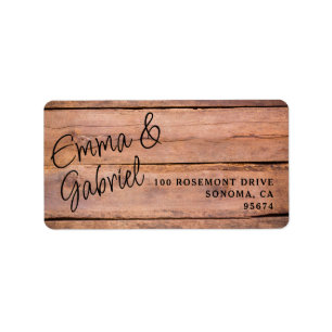 Rustic Wood Couple Name Rücksendeadresse Adressaufkleber