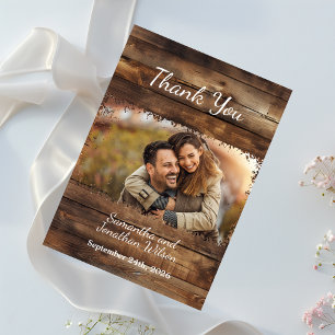 Rustic Wood Couples Foto Land Danke Karte