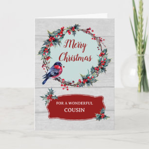 Rustic Wood Cousin Frohe Weihnachten Karte