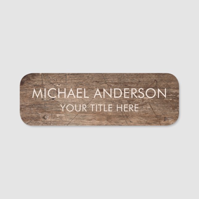 Rustic Wood Custom  Namensschild (Vorderseite)