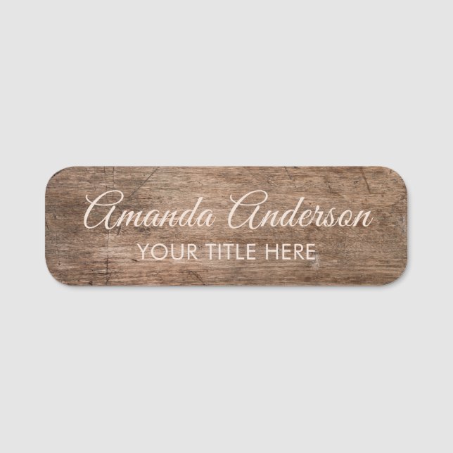 Rustic Wood Custom  Namensschild (Vorderseite)