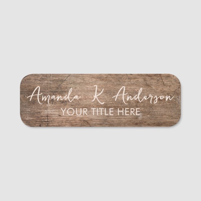 Rustic Wood Custom  Namensschild (Vorderseite)