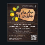 Rustic Wood Cutting Board Citrus Cooking Script Flyer<br><div class="desc">Rustic Wood Cutting Board Citrus Cooking Script Catering Charcuterie Party Business Flyer verfügt über ein einfaches, aber stilvolles Design mit einer Holzküche Schneide-Tafel mit Ihrem Firmennamen, Event Titel, Logo, kundenspezifischen QR Code und zusätzliche Event-Informationen mit Zitronen. Ideal für eine große Auswahl an Business-Marketing, vom Kochen, Party Catering, Charcuterie und Antipasto...</div>