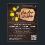 Rustic Wood Cutting Board Citrus Cooking Script Flyer<br><div class="desc">Rustic Wood Cutting Board Citrus Cooking Script Catering Charcuterie Party Business Flyer verfügt über ein einfaches, aber stilvolles Design mit einer Holzküche Schneide-Tafel mit Ihrem Firmennamen, Event Titel, Logo, kundenspezifischen QR Code und zusätzliche Event-Informationen mit Zitronen. Ideal für eine große Auswahl an Business-Marketing, vom Kochen, Party Catering, Charcuterie und Antipasto...</div>
