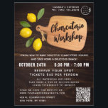 Rustic Wood Cutting Board Citrus Cooking Script Flyer<br><div class="desc">Rustic Wood Cutting Board Citrus Cooking Script Catering Charcuterie Party Business Flyer verfügt über ein einfaches, aber stilvolles Design mit einer Holzküche Schneide-Tafel mit Ihrem Firmennamen, Event Titel, Logo, kundenspezifischen QR Code und zusätzliche Event-Informationen mit Zitronen. Ideal für eine große Auswahl an Business-Marketing, vom Kochen, Party Catering, Charcuterie und Antipasto...</div>