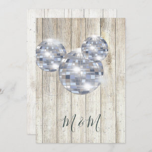 Rustic Wood Disco Silver Chic Wedding Einladung