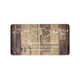 Rustic Wood Double Hearts Hochzeitsplatten Adressaufkleber
