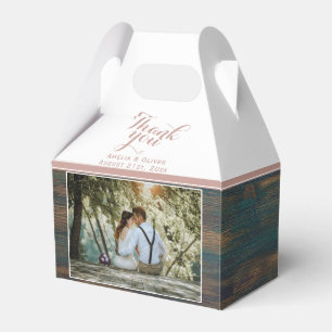 Rustic Wood Elegant Foto Wedding Vielen Dank Geschenkschachtel