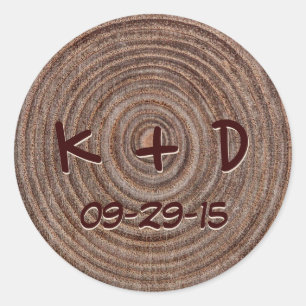 Rustic Wood Elegante Wedding Runder Aufkleber