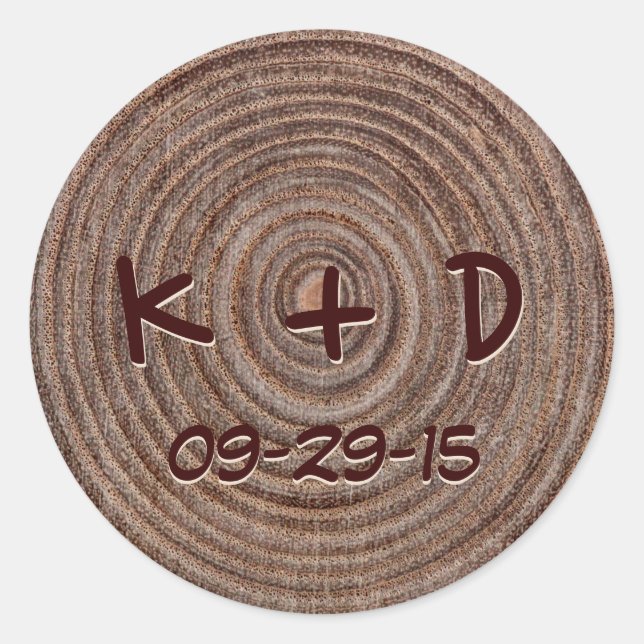 Rustic Wood Elegante Wedding Runder Aufkleber (Vorderseite)
